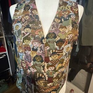 Vintage Colorful Tapestry Vest with People Pattern